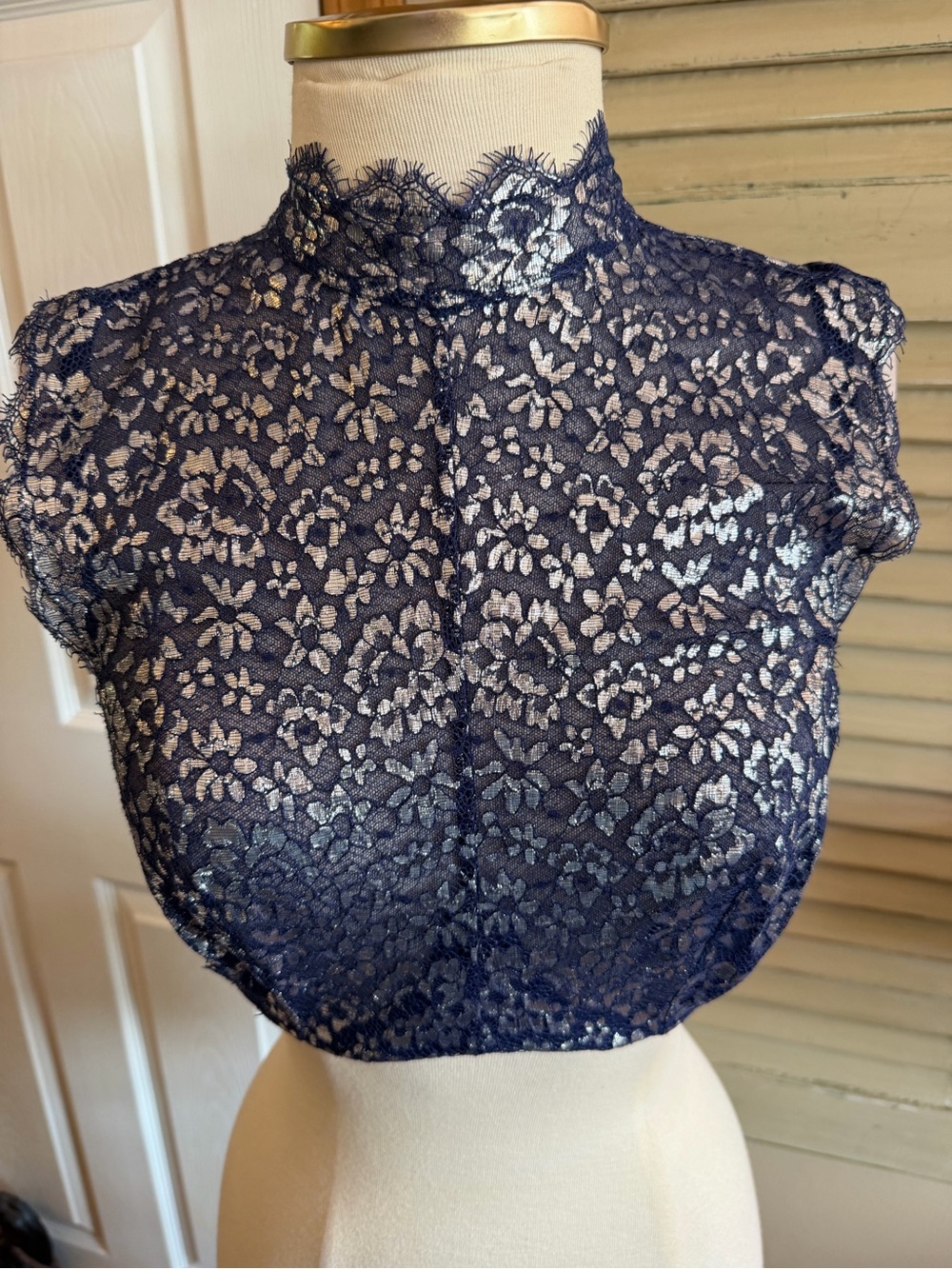 Victoria's Secret Navy Lace Mock Crop Camisole